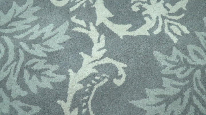 Hand Tufted Ivory, Gray and Blue Contemporary Design Wool Area Rug