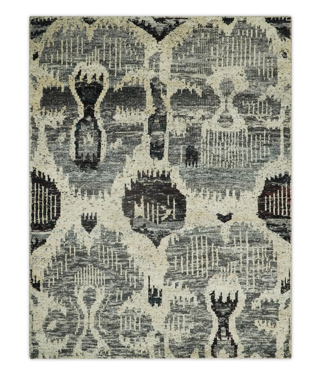 4x6 and 8x10 Hand Knotted Ivory, Charcoal and Brown Antique Persian Style Contemporary Recycled Silk Area Rug | OP46 - The Rug Decor
