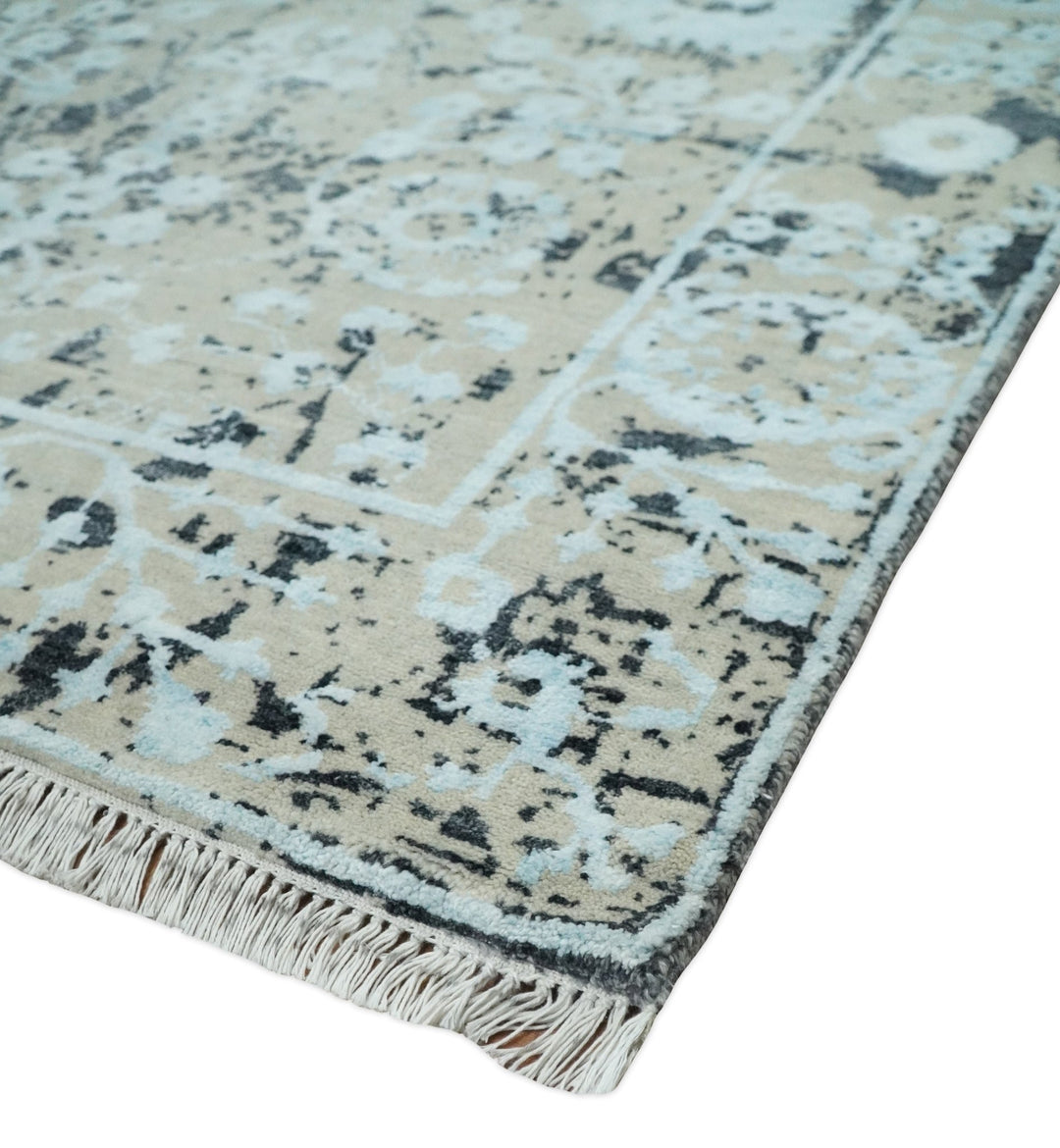 4x6 Fine Hand Knotted Camel and Black Traditional Vintage Persian Style Antique Wool and Bamboo Silk Rug | AGR10 - The Rug Decor