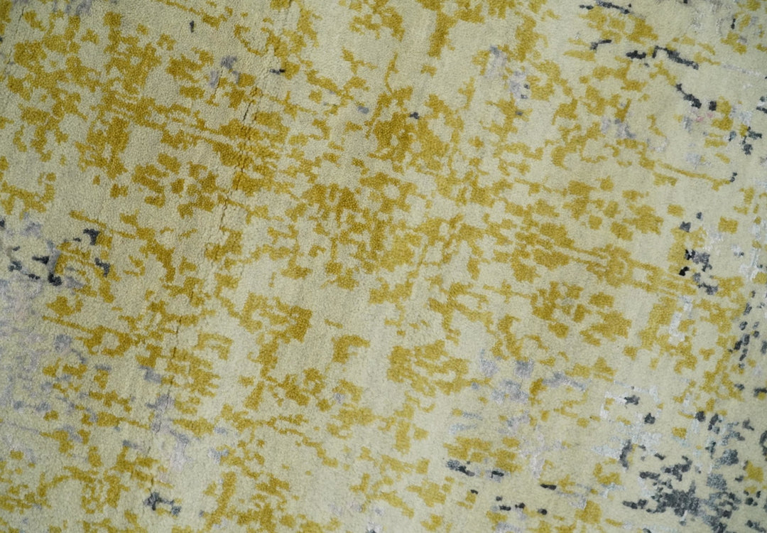 4x6 Fine Hand Knotted Gold, Gray and Ivory Modern Abstract Wool and SIlk Area Rug | AGR17 - The Rug Decor