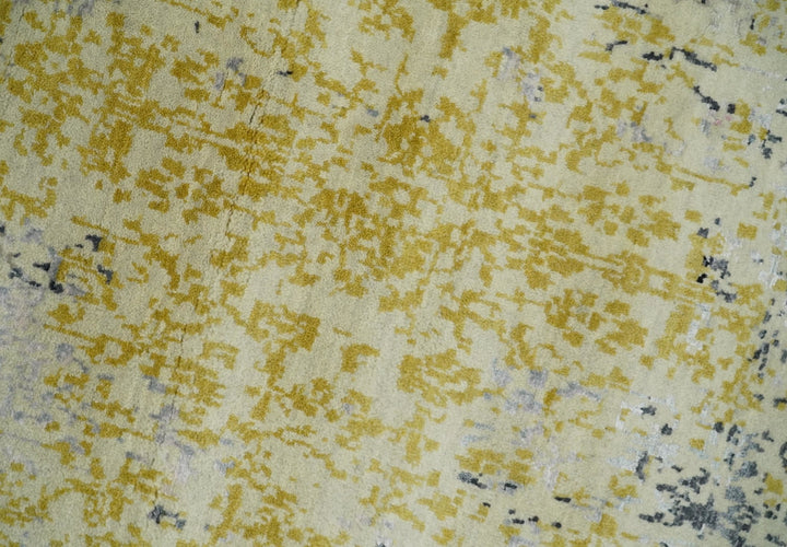 4x6 Fine Hand Knotted Gold, Gray and Ivory Modern Abstract Wool and SIlk Area Rug | AGR17 - The Rug Decor