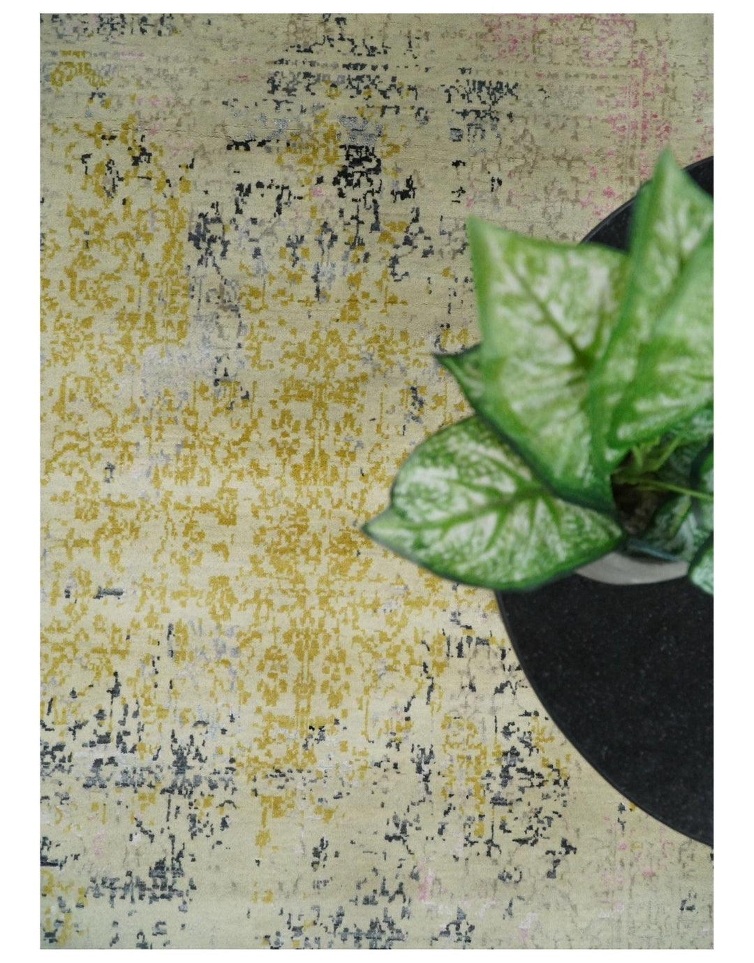 4x6 Fine Hand Knotted Gold, Gray and Ivory Modern Abstract Wool and SIlk Area Rug | AGR17 - The Rug Decor