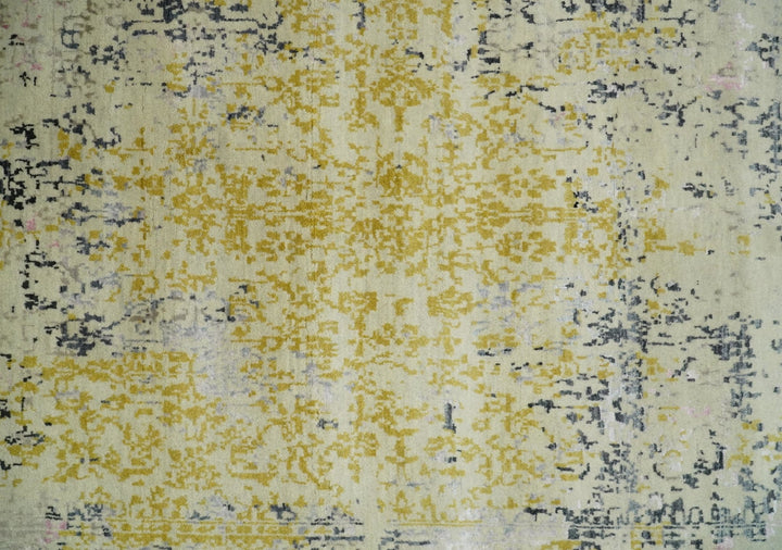 4x6 Fine Hand Knotted Gold, Gray and Ivory Modern Abstract Wool and SIlk Area Rug | AGR17 - The Rug Decor