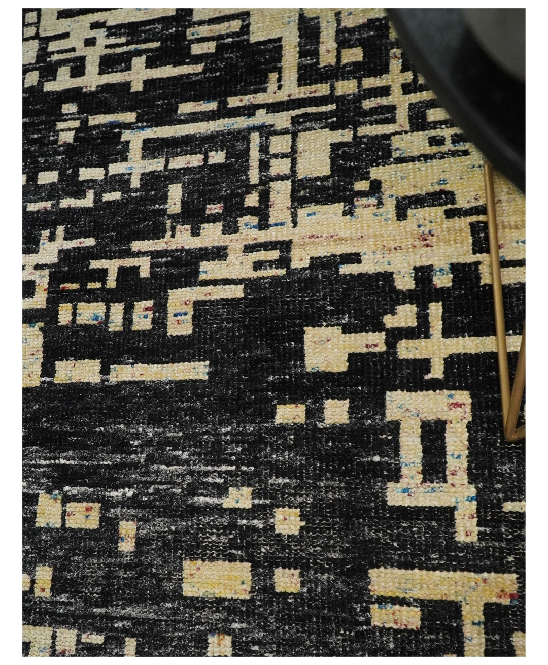 4x6 Hand Knotted Camel and Black Modern Abstract Contemporary Recycled Silk Area Rug | OP54 - The Rug Decor