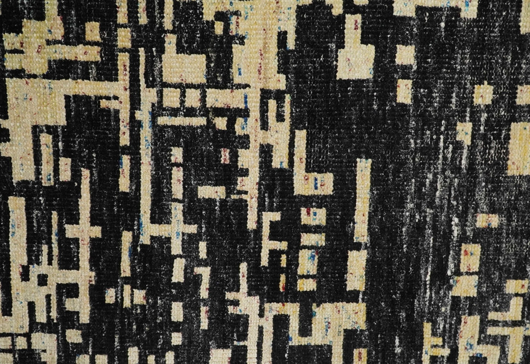 4x6 Hand Knotted Camel and Black Modern Abstract Contemporary Recycled Silk Area Rug | OP54 - The Rug Decor