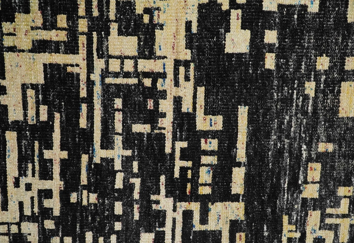 4x6 Hand Knotted Camel and Black Modern Abstract Contemporary Recycled Silk Area Rug | OP54 - The Rug Decor