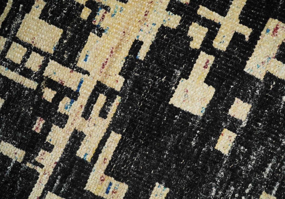 4x6 Hand Knotted Camel and Black Modern Abstract Contemporary Recycled Silk Area Rug | OP54 - The Rug Decor