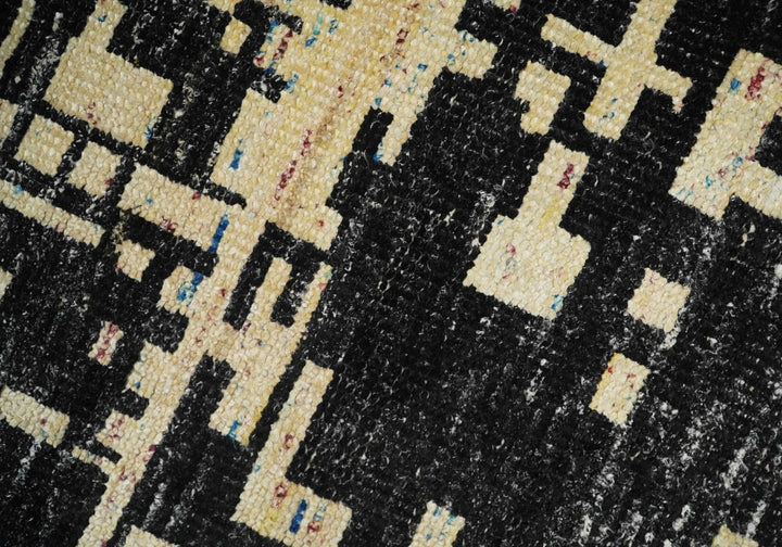 4x6 Hand Knotted Camel and Black Modern Abstract Contemporary Recycled Silk Area Rug | OP54 - The Rug Decor
