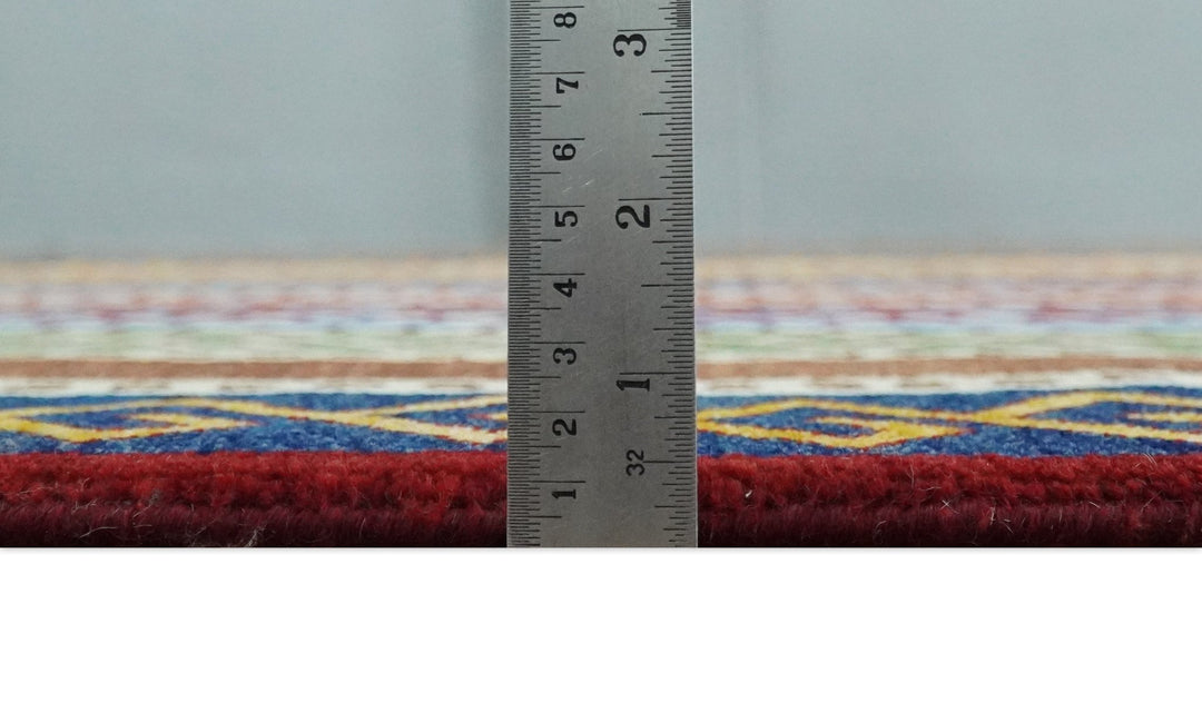 4x6 Multicolour Striped Wool Hand Woven Southwestern Gabbeh Rug| KNT16 - The Rug Decor