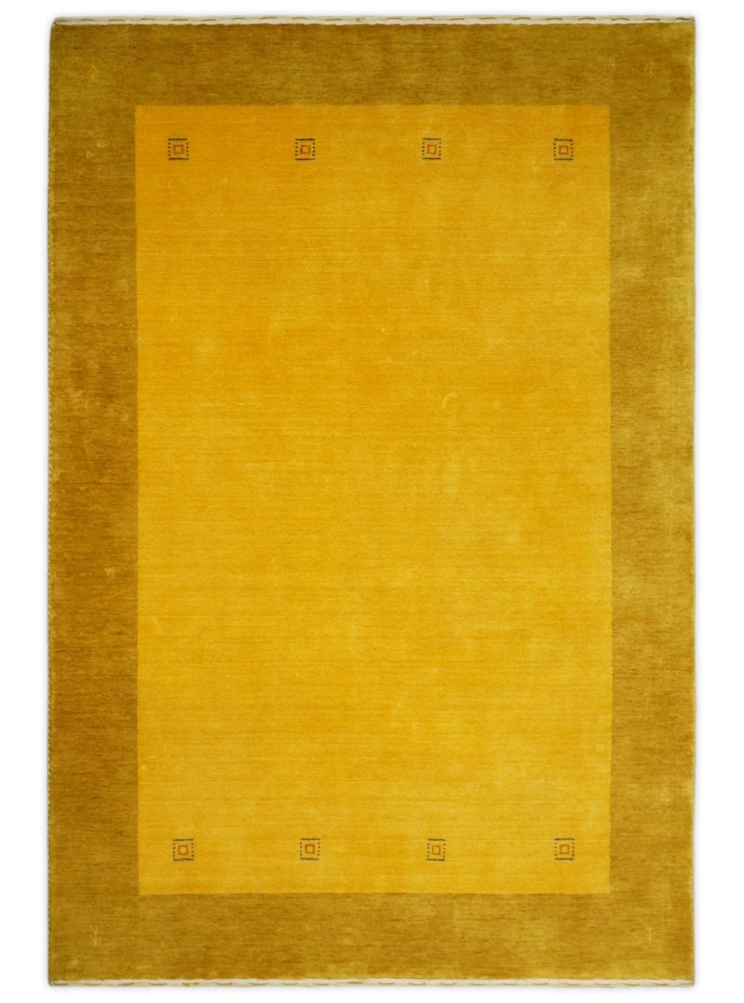 4x6 Small Gold Natural Farmhouse Wool Hand Woven Southwestern Gabbeh Rug| LOR17 - The Rug Decor