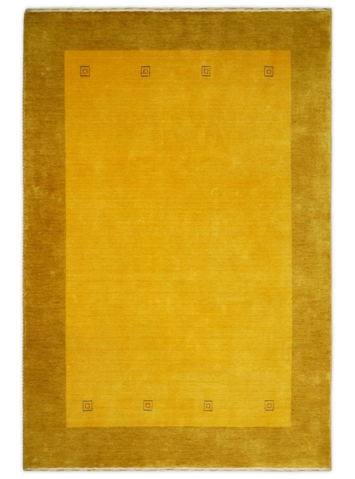 4x6 Small Gold Natural Farmhouse Wool Hand Woven Southwestern Gabbeh Rug| LOR17 - The Rug Decor