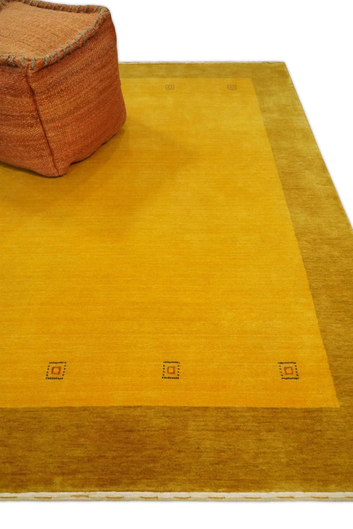 4x6 Small Gold Natural Farmhouse Wool Hand Woven Southwestern Gabbeh Rug| LOR17 - The Rug Decor