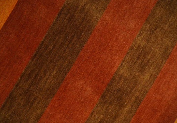 4x6 Small Rust and Gold Striped Wool Hand Woven Southwestern Gabbeh Rug| LOR20 - The Rug Decor