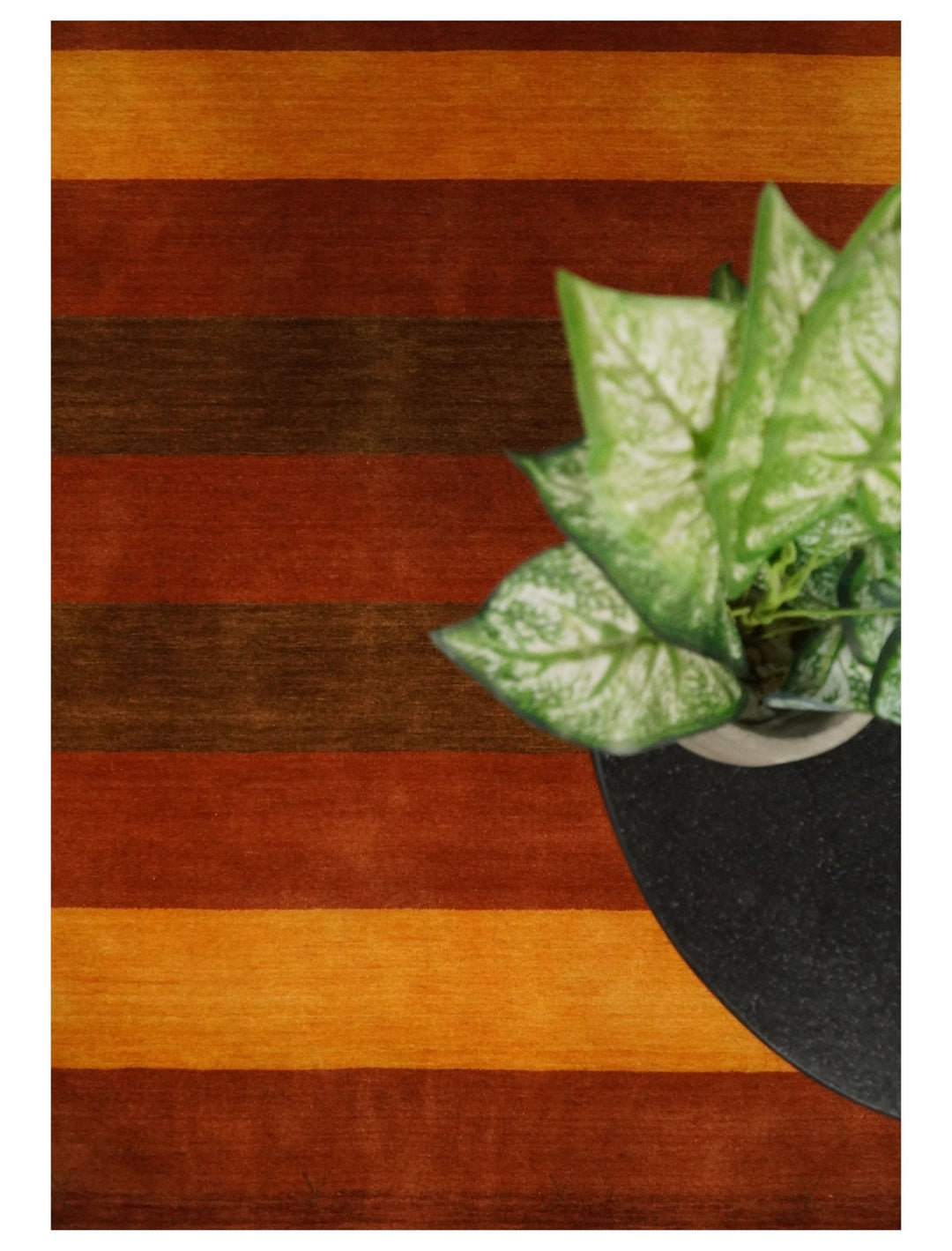 4x6 Small Rust and Gold Striped Wool Hand Woven Southwestern Gabbeh Rug| LOR20 - The Rug Decor