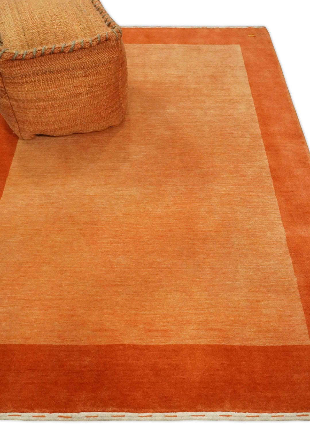4x6 Small Rust and Peach Farmhouse Wool Hand Woven Southwestern Gabbeh Rug| LOR9 - The Rug Decor
