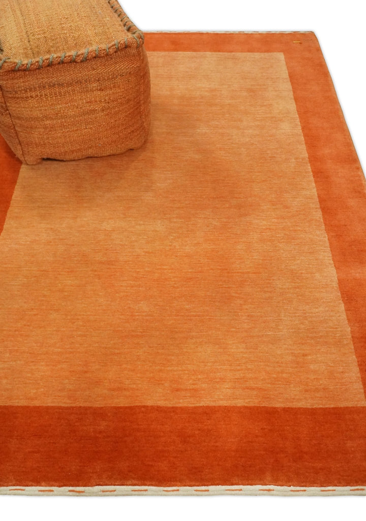 4x6 Small Rust and Peach Farmhouse Wool Hand Woven Southwestern Gabbeh Rug| LOR9 - The Rug Decor
