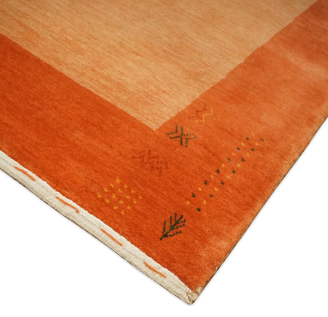 4x6 Small Rust and Peach Farmhouse Wool Hand Woven Southwestern Gabbeh Rug| LOR9 - The Rug Decor