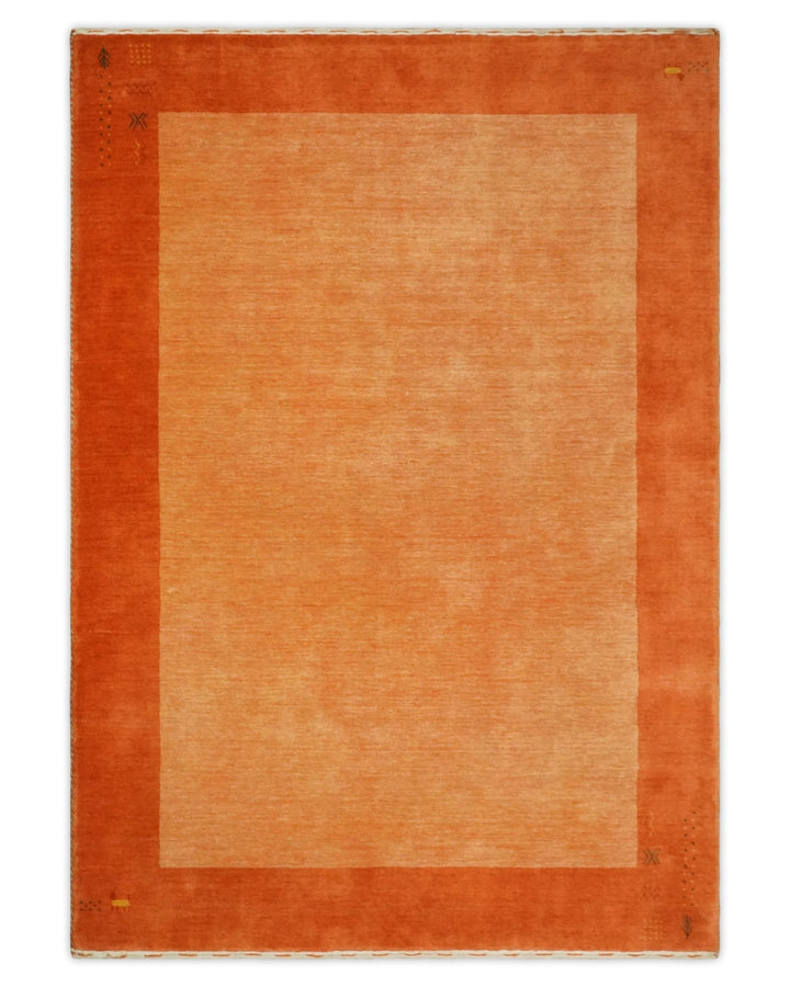 4x6 Small Rust and Peach Farmhouse Wool Hand Woven Southwestern Gabbeh Rug| LOR9 - The Rug Decor