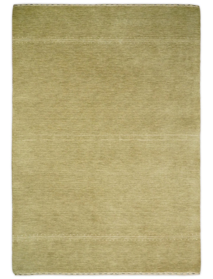 4x6 Small Solid Beige Wool Hand Woven Southwestern Gabbeh Rug | LOR11 - The Rug Decor