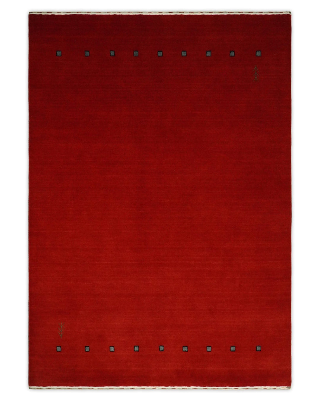 4x6 Small Solid Red Wool Hand Woven Southwestern Gabbeh Rug | LOR23 - The Rug Decor
