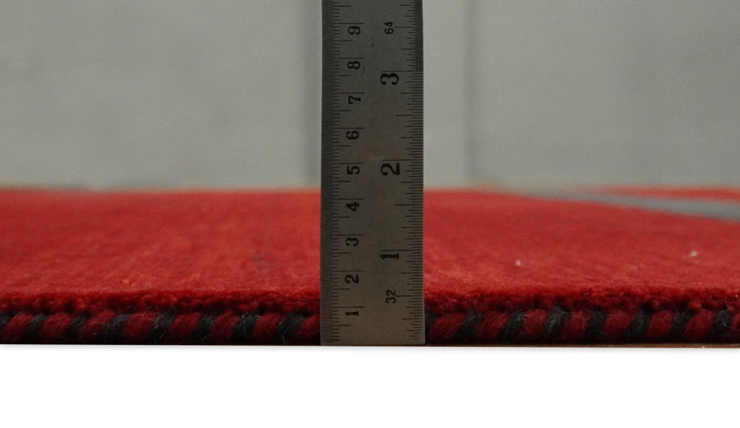 4x6 Small Solid Red Wool Hand Woven Southwestern Gabbeh Rug | LOR24 - The Rug Decor