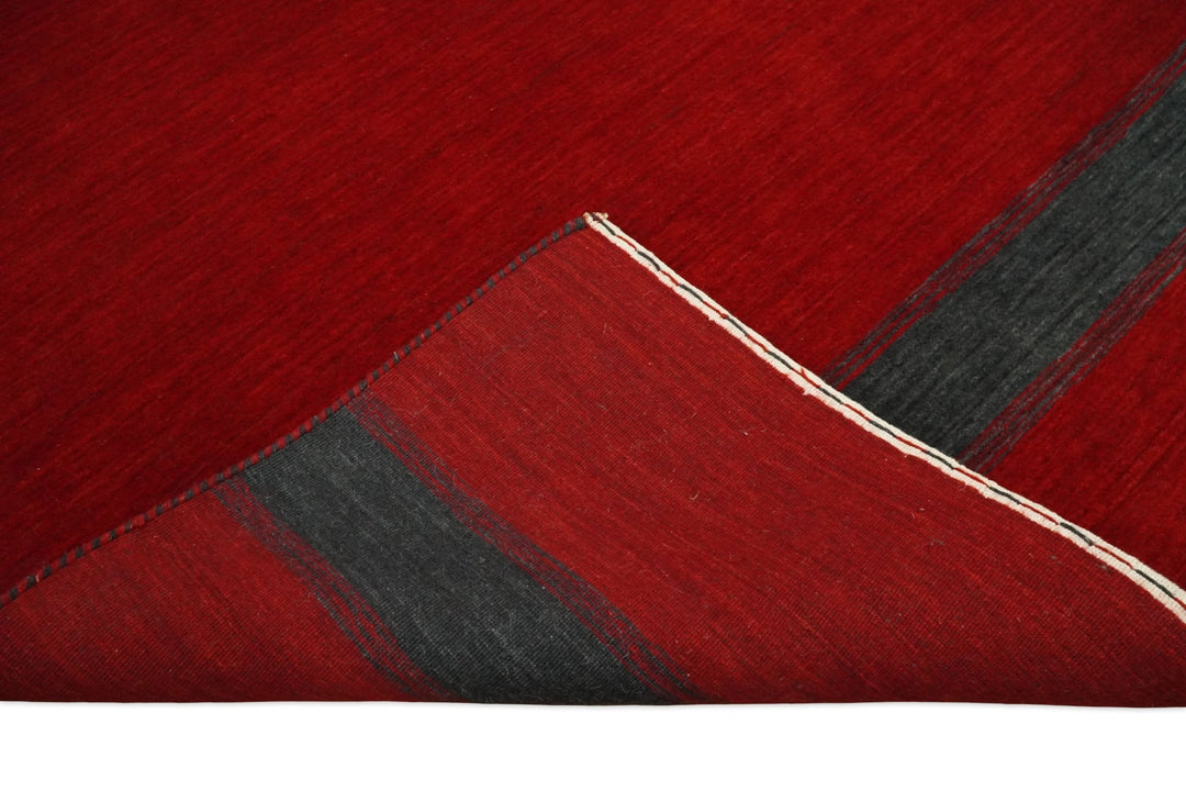 4x6 Small Solid Red Wool Hand Woven Southwestern Gabbeh Rug | LOR24 - The Rug Decor