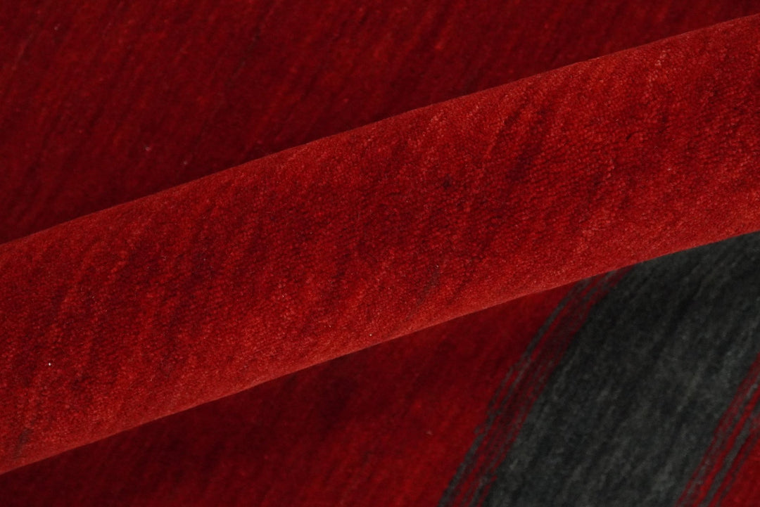 4x6 Small Solid Red Wool Hand Woven Southwestern Gabbeh Rug | LOR24 - The Rug Decor