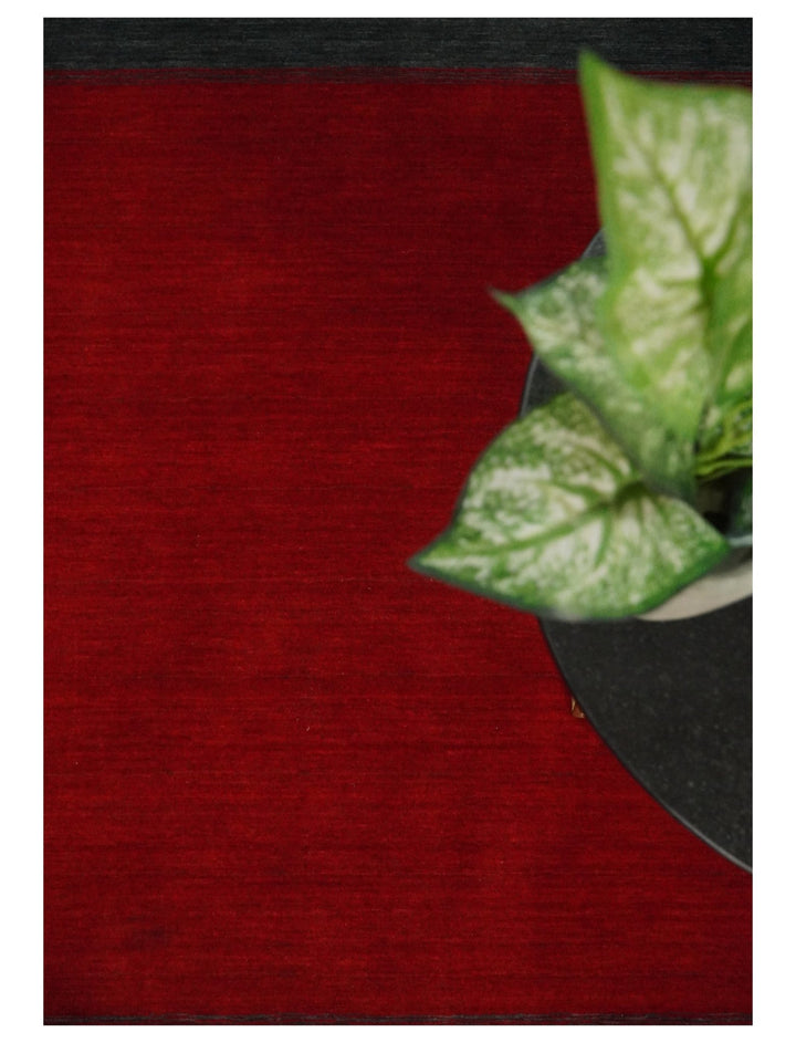 4x6 Small Solid Red Wool Hand Woven Southwestern Gabbeh Rug | LOR24 - The Rug Decor