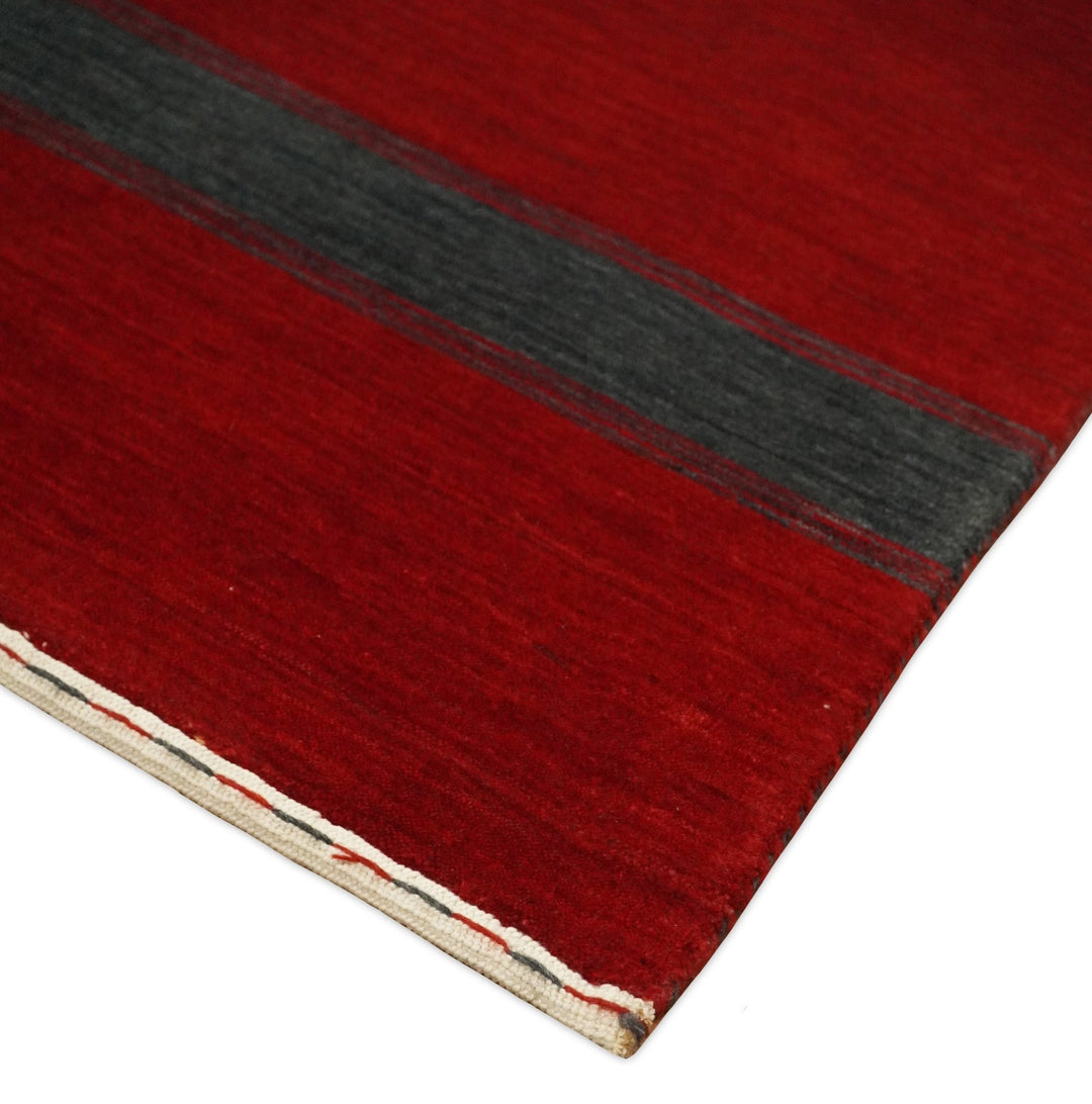 4x6 Small Solid Red Wool Hand Woven Southwestern Gabbeh Rug | LOR24 - The Rug Decor
