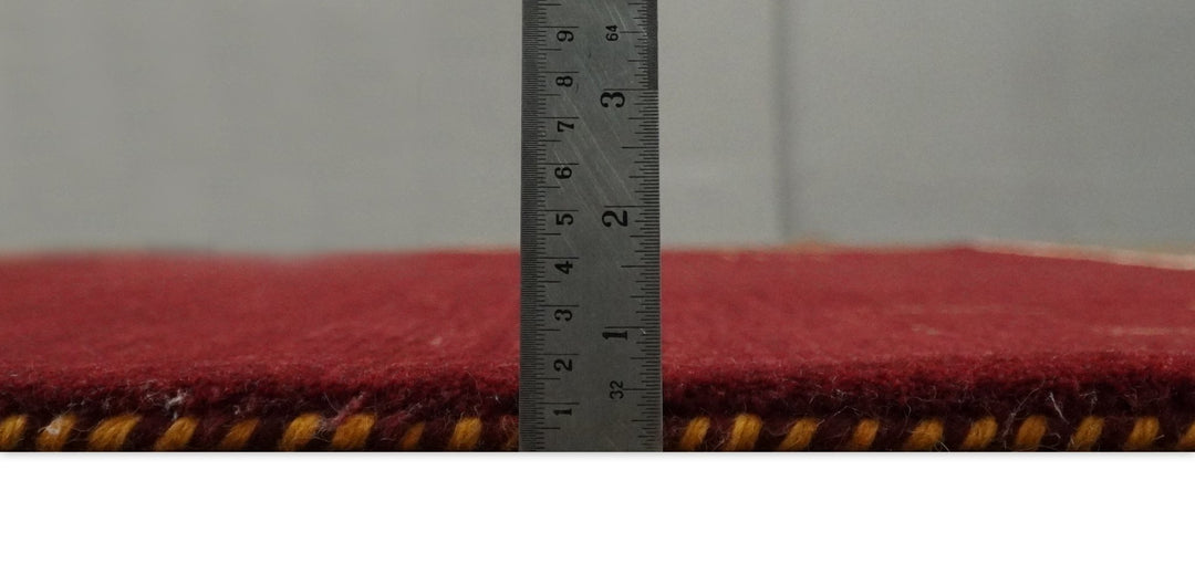 4x6 Solid Red Wool Hand Woven Southwestern Gabbeh Rug | LOR25 - The Rug Decor