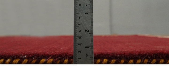 4x6 Solid Red Wool Hand Woven Southwestern Gabbeh Rug | LOR25 - The Rug Decor