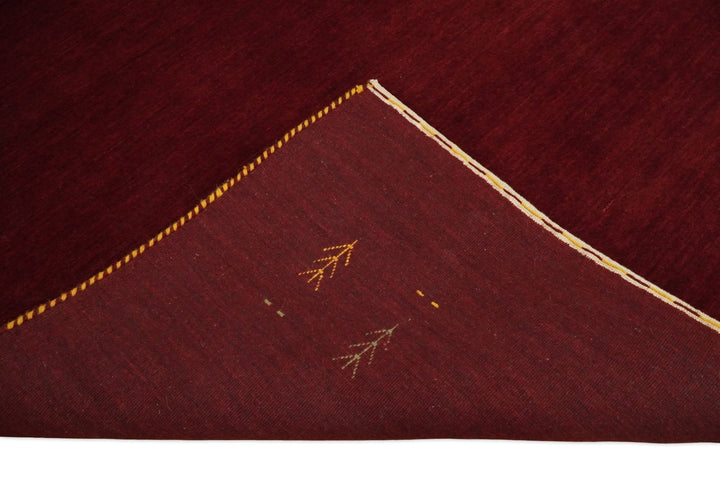 4x6 Solid Red Wool Hand Woven Southwestern Gabbeh Rug | LOR25 - The Rug Decor