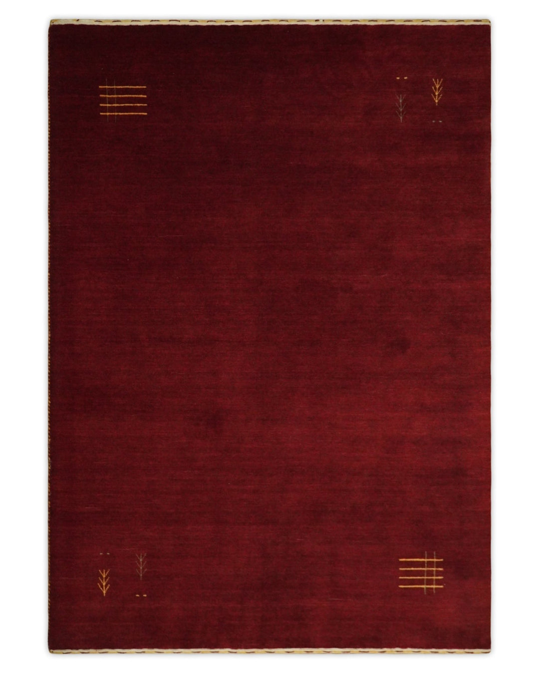 4x6 Solid Red Wool Hand Woven Southwestern Gabbeh Rug | LOR25 - The Rug Decor
