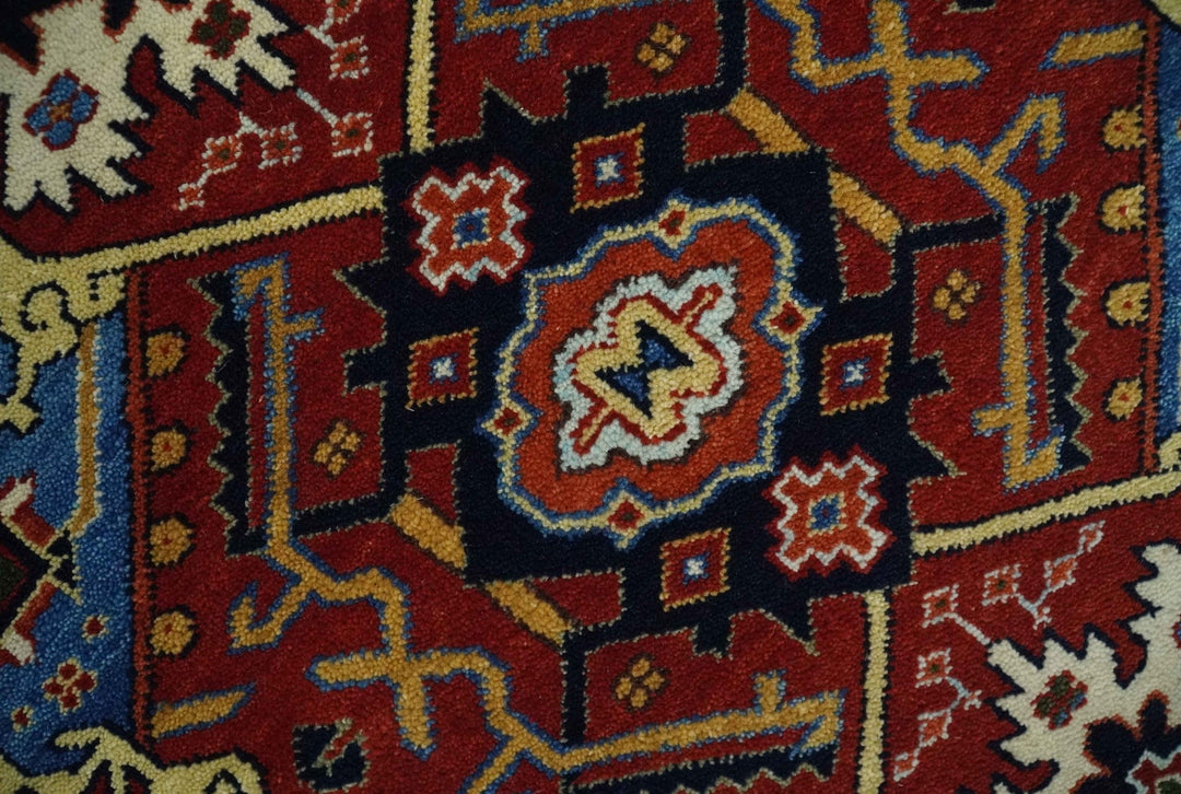 4x8 and Runner Hand Knotted Brown and Black Traditional Heriz Serapi Wool Area Rug - The Rug Decor