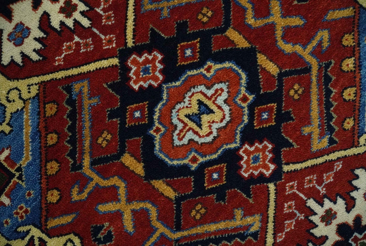 4x8 and Runner Hand Knotted Brown and Black Traditional Heriz Serapi Wool Area Rug - The Rug Decor