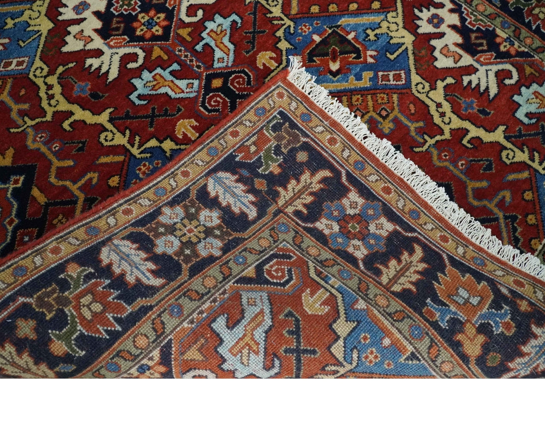 4x8 and Runner Hand Knotted Brown and Black Traditional Heriz Serapi Wool Area Rug - The Rug Decor