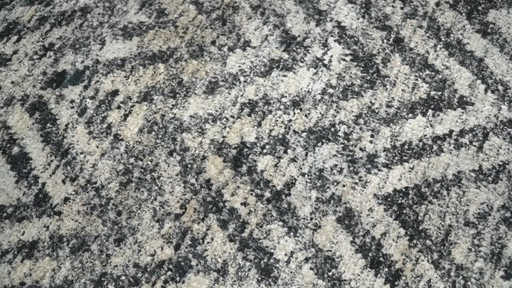 Chevron Silver and Black Shaded Scandinavian 5x8 Bamboo Silk Flatwoven Area Rug | HL36