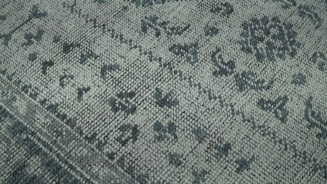 Vintage Style Distressed Traditional Hand Knotted Serapi Silver and Gray Multi Size Area Rug