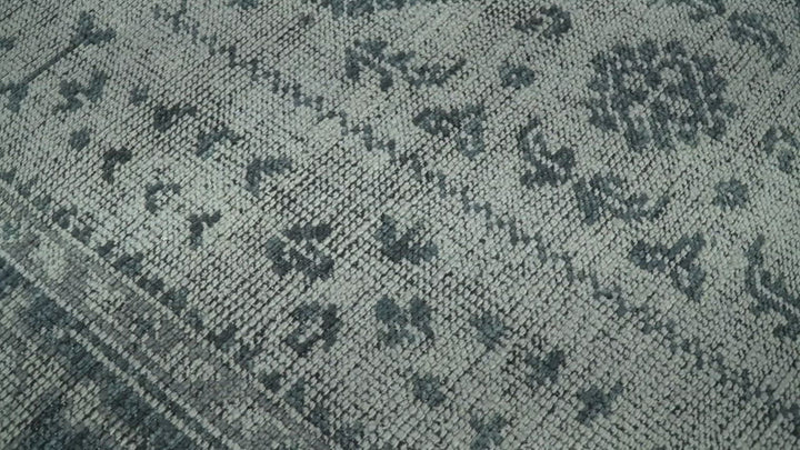 Vintage Style Distressed Traditional Hand Knotted Serapi Silver and Gray Multi Size Area Rug