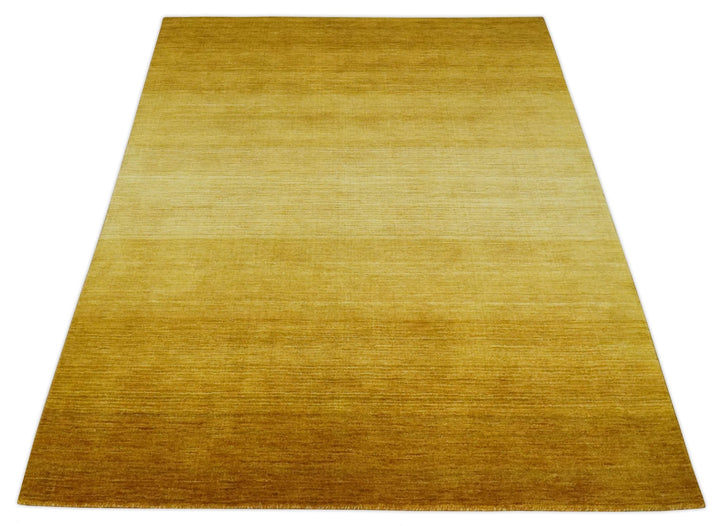 5.7x7.7 Ombre Brown and Gold Woollen Hand Woven Southwestern Gabbeh Rug - The Rug Decor