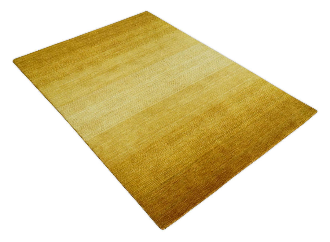 5.7x7.7 Ombre Brown and Gold Woollen Hand Woven Southwestern Gabbeh Rug - The Rug Decor