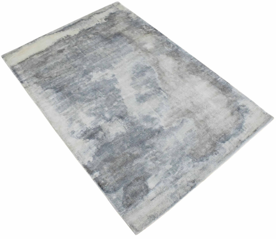 5.7x8 Rug, Abstract Red and Gray Rug made with Viscose Art Silk - The Rug Decor