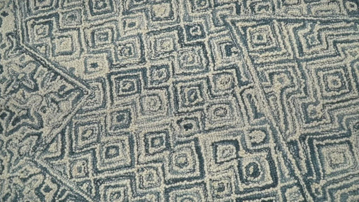 Mid Century Modern Hand Tufted 2x3, 3x5, 5x8, 6x9, 8x10 and 9x12 Woolen Beige and Blue Area Rug | MIR1