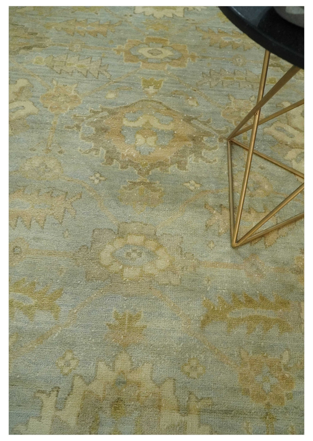 5.8x8.6 Traditional Silver, Beige and Brown Antique Style Hand knotted Oushak wool Area Rug - The Rug Decor