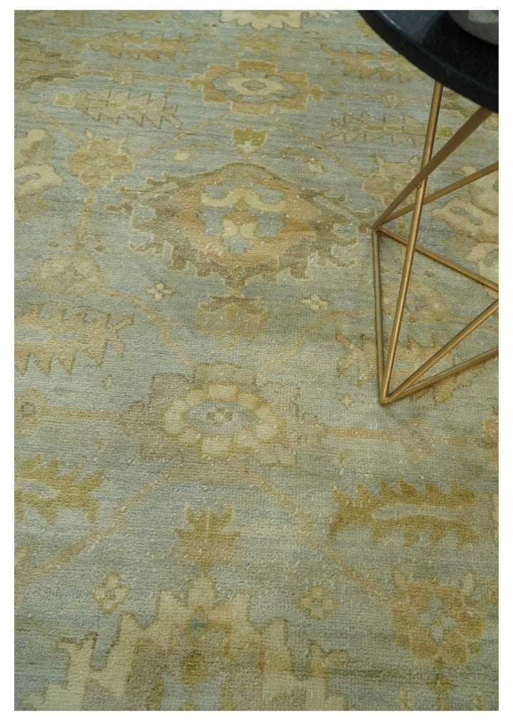 5.8x8.6 Traditional Silver, Beige and Brown Antique Style Hand knotted Oushak wool Area Rug - The Rug Decor