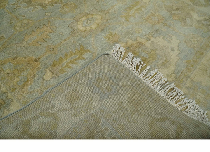 5.8x8.6 Traditional Silver, Beige and Brown Antique Style Hand knotted Oushak wool Area Rug - The Rug Decor