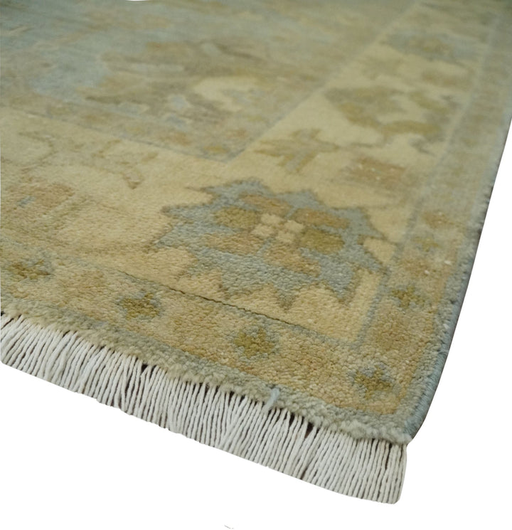 5.8x8.6 Traditional Silver, Beige and Brown Antique Style Hand knotted Oushak wool Area Rug - The Rug Decor