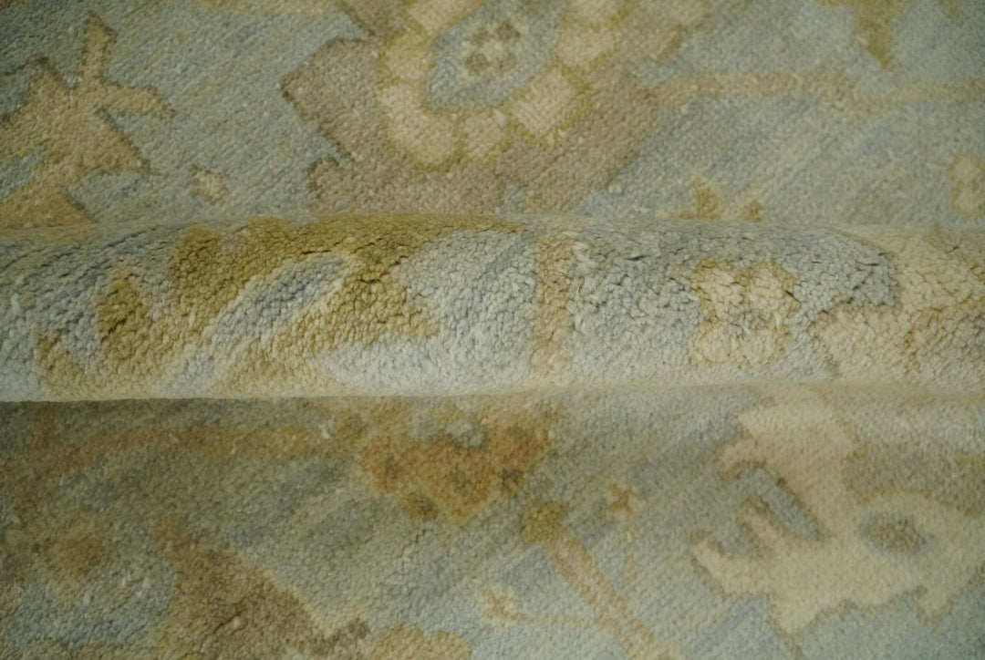5.8x8.6 Traditional Silver, Beige and Brown Antique Style Hand knotted Oushak wool Area Rug - The Rug Decor