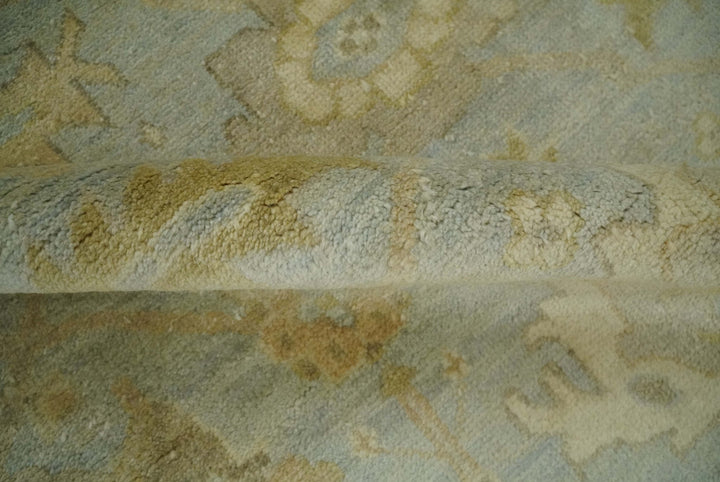 5.8x8.6 Traditional Silver, Beige and Brown Antique Style Hand knotted Oushak wool Area Rug - The Rug Decor