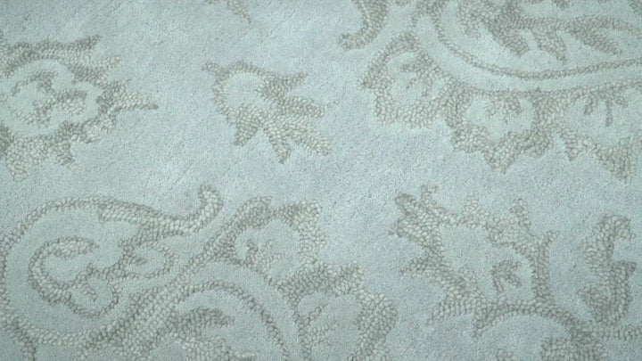 Contemporary Hand Tufted Silver and Blue Modern Wool Area Rug
